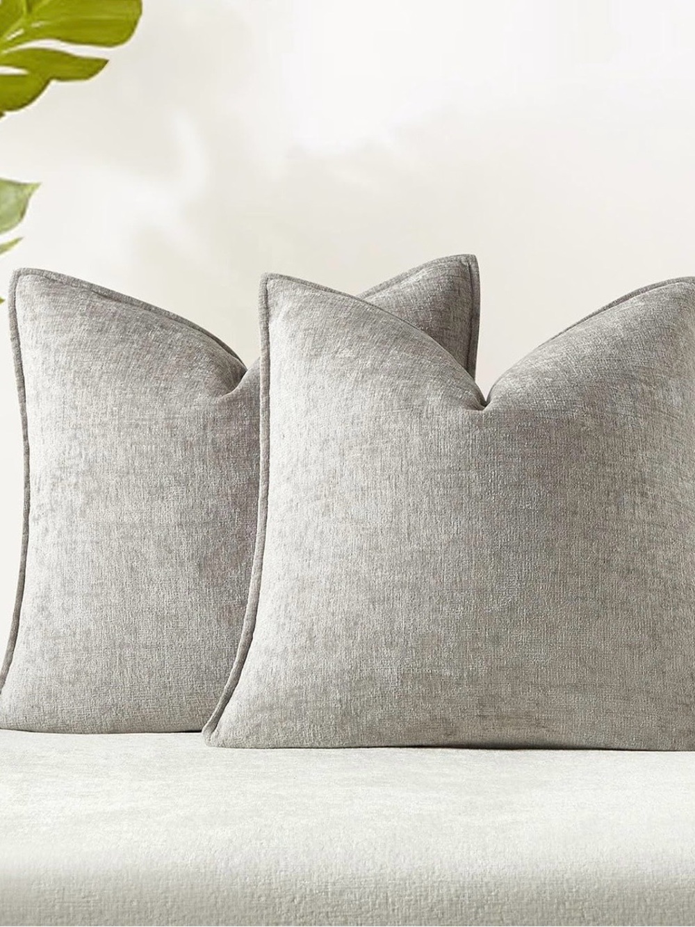 Neutral Gray Linen Throw Pillow Covers- Modern Decorative Accent